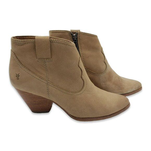 Frye Reina‎ Ankle Bootie Womens 6.5 Brown Leather Western Zipper - Picture 1 of 10
